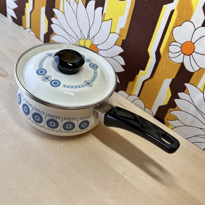 サンコーウェア ミッチホーロー片手鍋 北欧風デザイン ブルー系