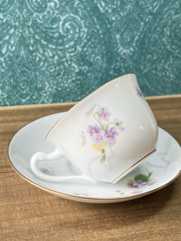 大倉陶園 OKURA すみれの花束 カップ＆ソーサー B205