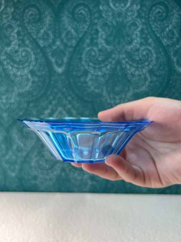 プラスチック製 昔のかき氷皿 氷コップ ブルー花 PS290