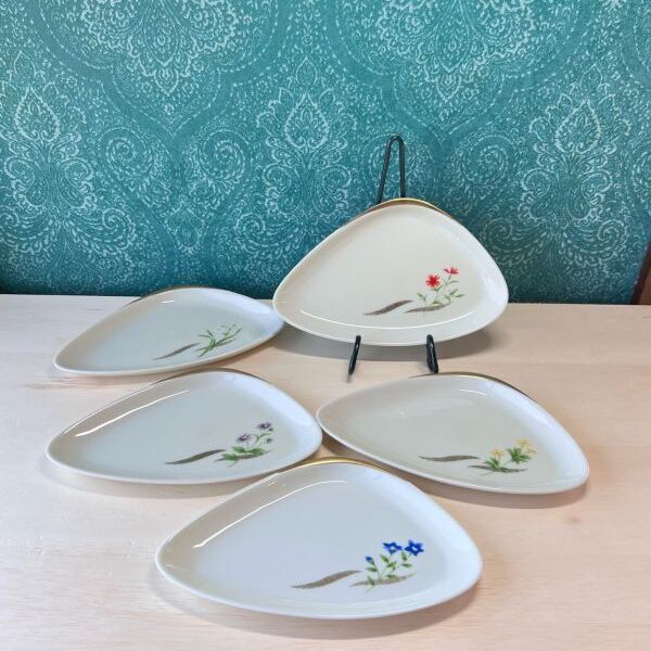 橘吉 たち吉 和風変形皿5枚セット 花柄