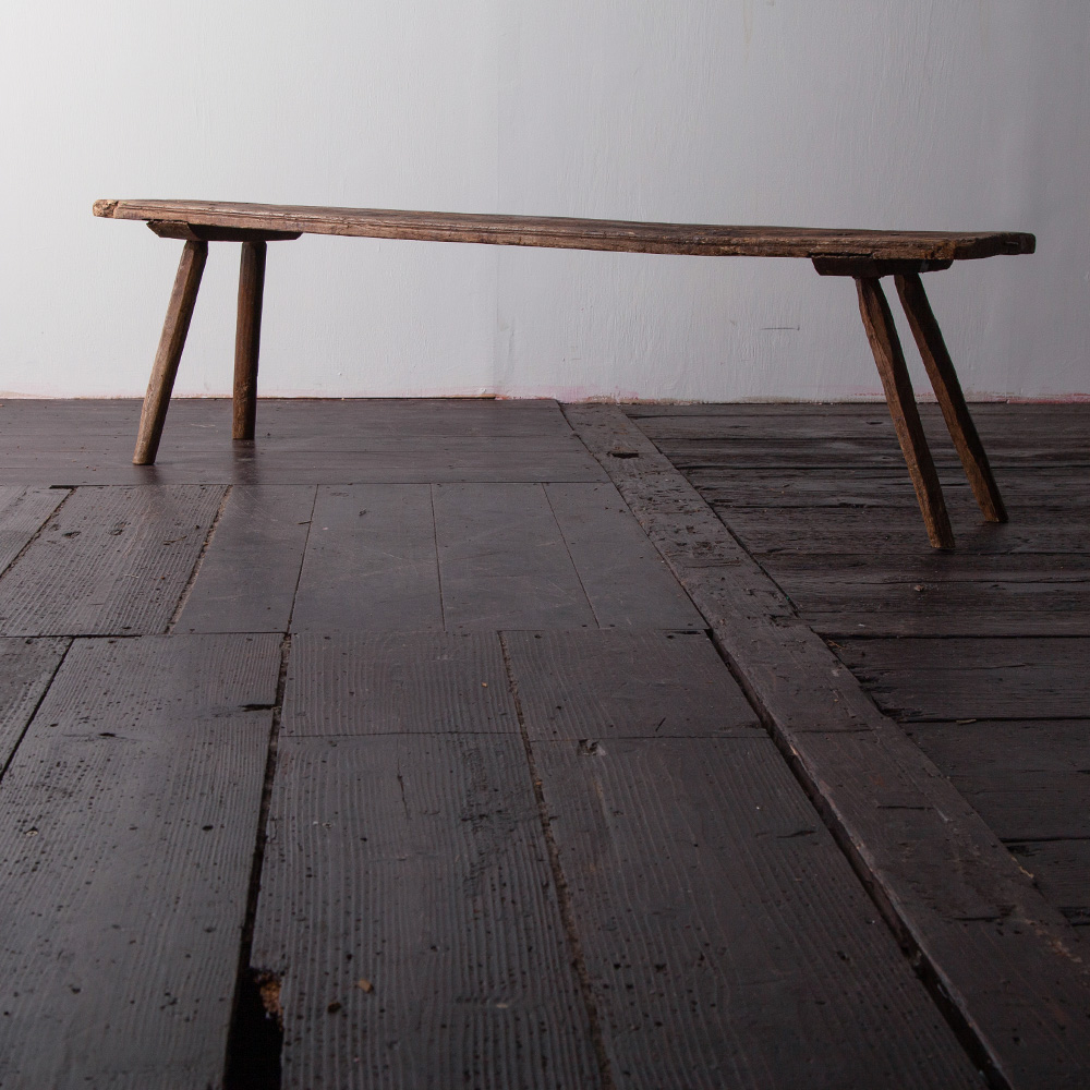 stoop | Hungarian Antique Primitive Woody Bench