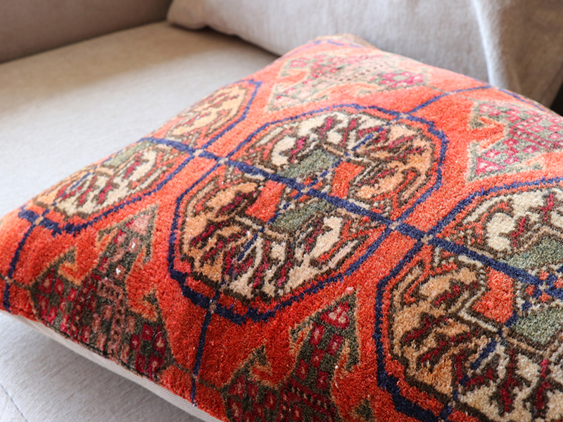 キリムスタイル / ヴィンテージ・パイル織りラグ クッションカバー 60