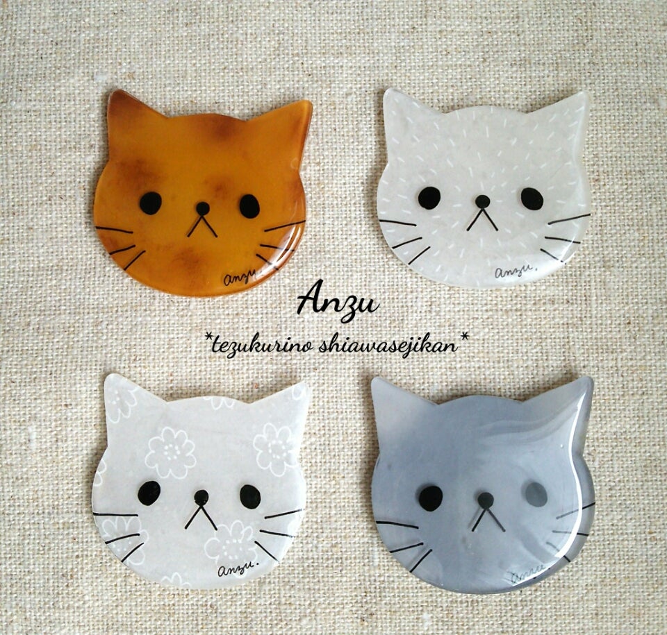猫シリーズのプラバンヘアゴムとブローチ | Anzu＊手づくりのしあわせ