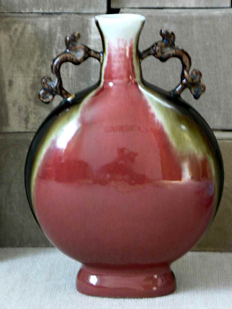 中国美術 清代 官窯 窯変紅釉 郎窯紅 花瓶 中国 時代物