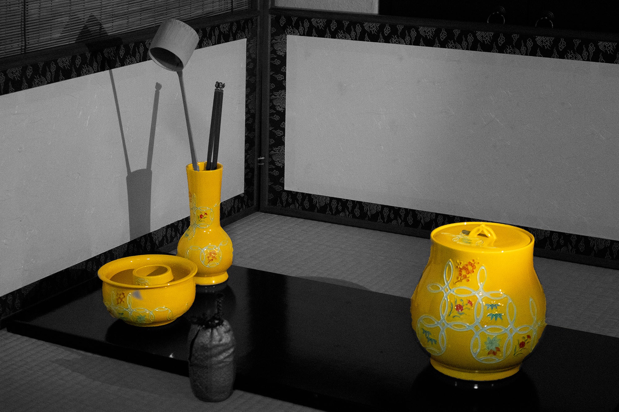 黄交趾の皆具 〜長板総荘の続き薄〜 | 裏千家茶道教室いち期一会