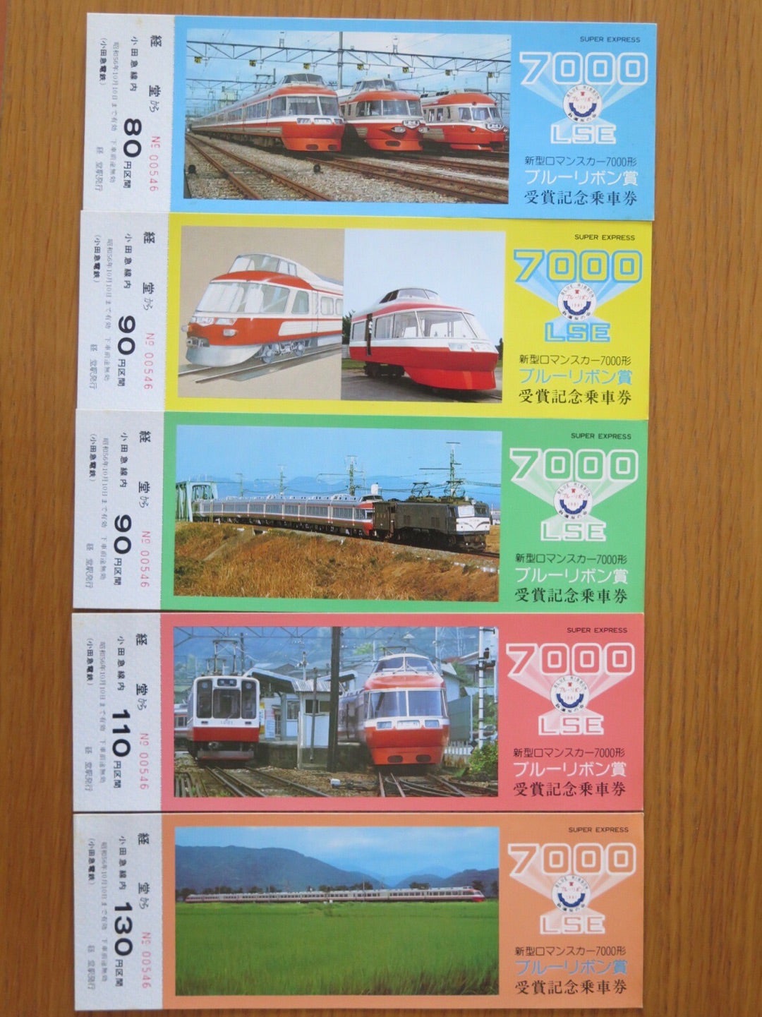 記念切符 小田急新型ロマンスカー7000形ブルーリボン賞受賞記念乗車券