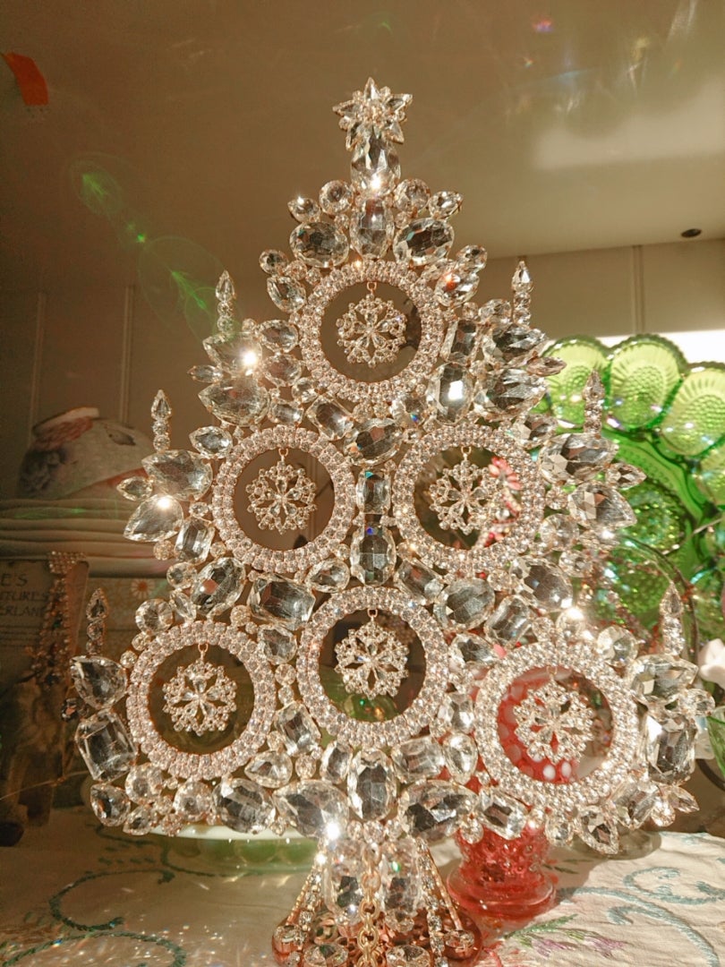 特大/チェコガラスツリー/Husar.D刻印/手作り/ブラウンブルー