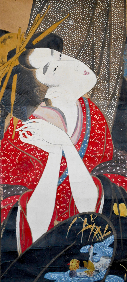 肉筆浮世絵 若侍と花魁 / 浮世絵は教材だった | もさくの浮世絵はじめ