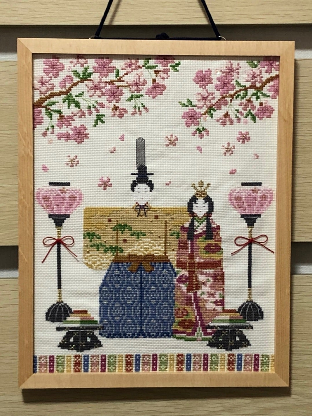 桃の花と立雛♡完成 | 小春日和のクロスステッチブログ