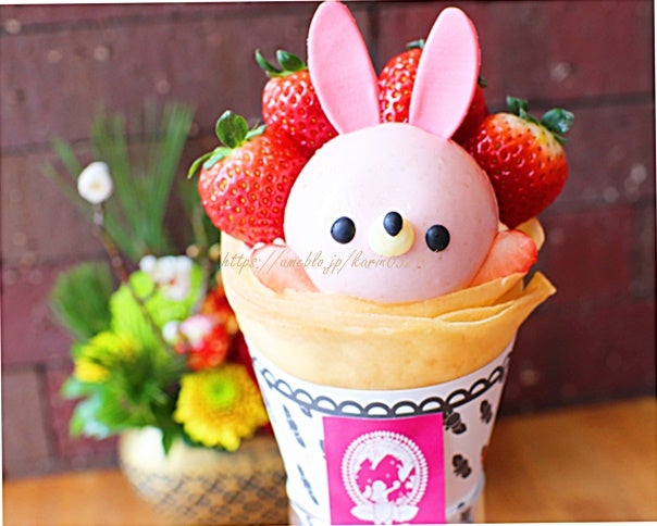 可愛すぎっ うさぎ生いちごプリンと山盛りいちご♪ | Karin
