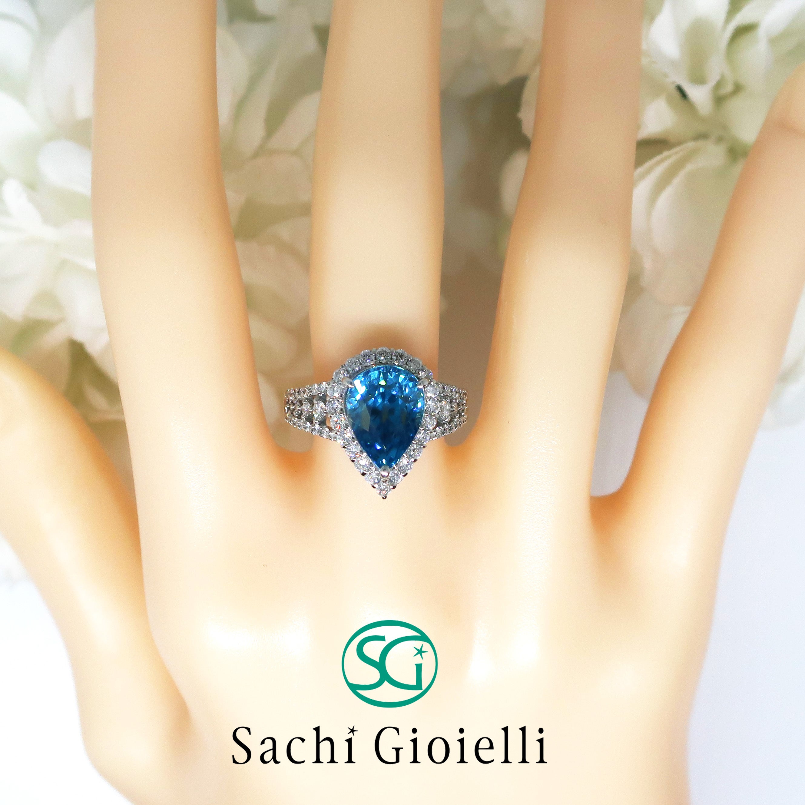 大粒で色鮮やかなブルージルコンのリング | ジュエリーサロン サチ