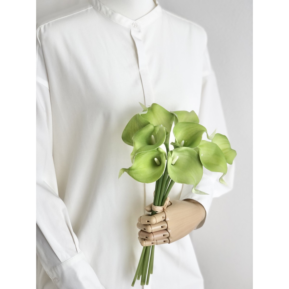 即日☆【造花】アスカ/カラーリリィバンチ(1束9本) グリーン/A-34592