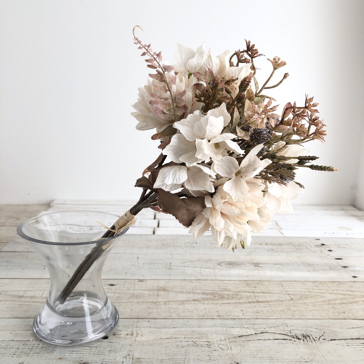 造花】アスカ/ミックスフラワーブーケ ホワイトベージュ/A-34912-1D