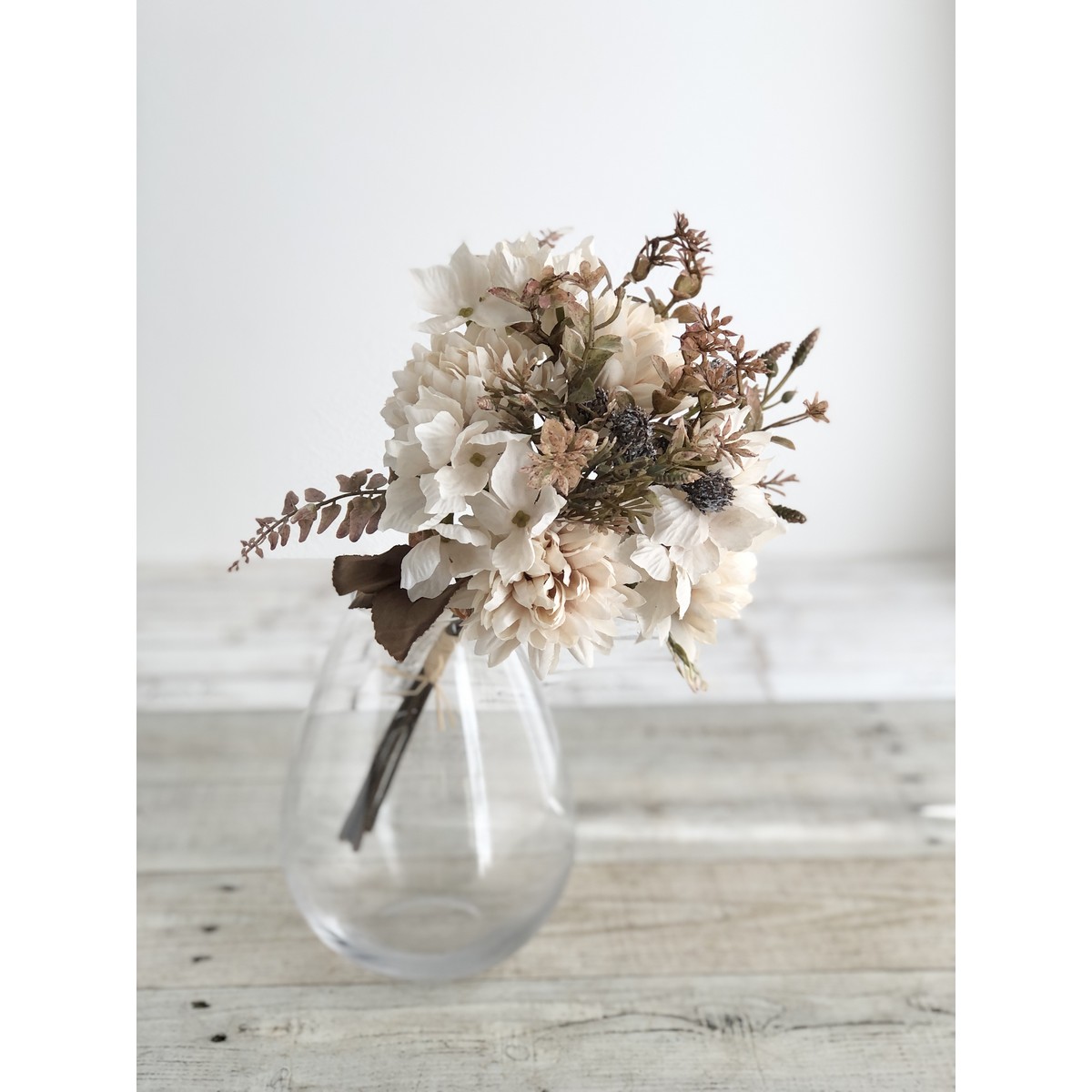 造花】アスカ/ミックスフラワーブーケ ホワイトベージュ/A-34912-1D