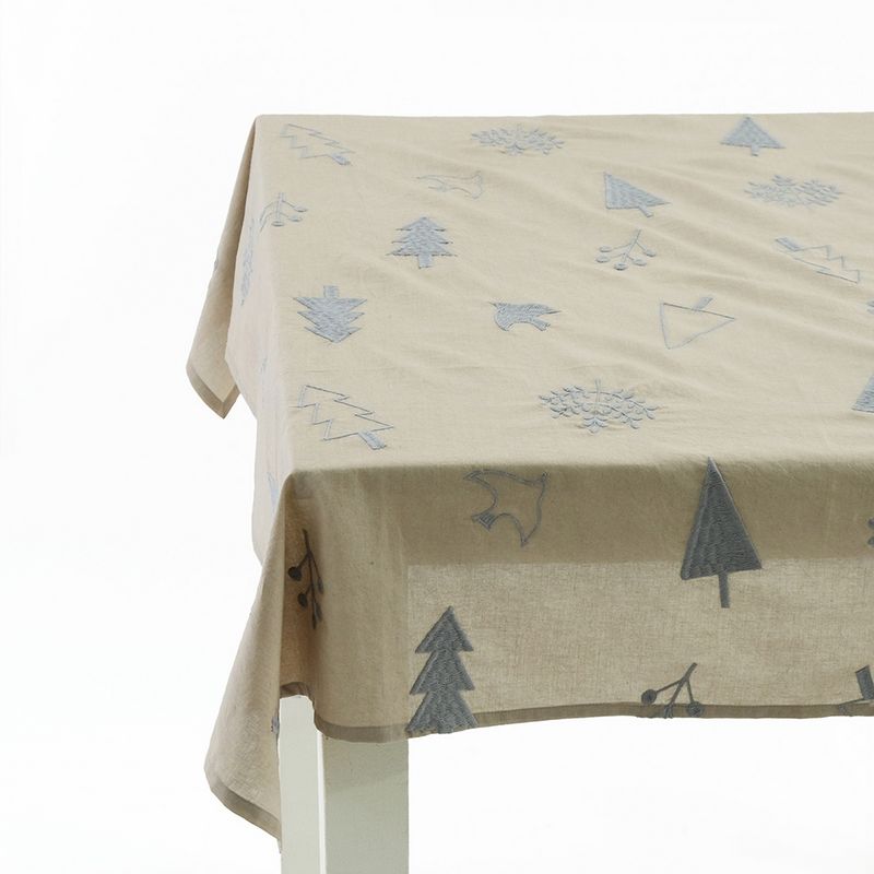 志成販売/北欧の森をイメージした刺繍のテーブルクロス/305027BE - 花