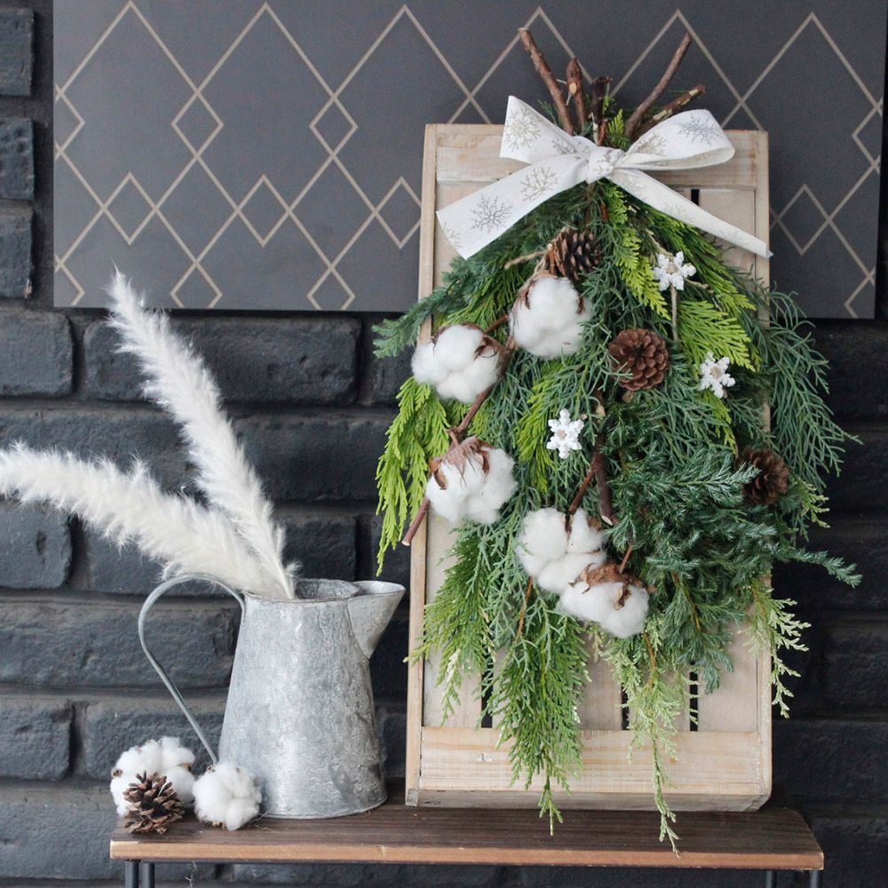 生花】☆コニファーのクリスマス・スワッグ(フロスト)/はなどんや