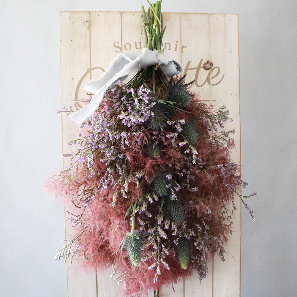 生花】スモークツリーのスワッグ(赤系)/はなどんやキット - 花材通販は