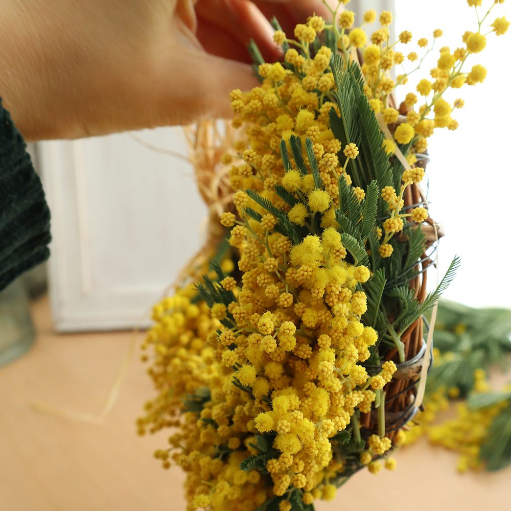 生花】ミモザのハーフリース ☆はなどんやキット - 花材通販はなどんや