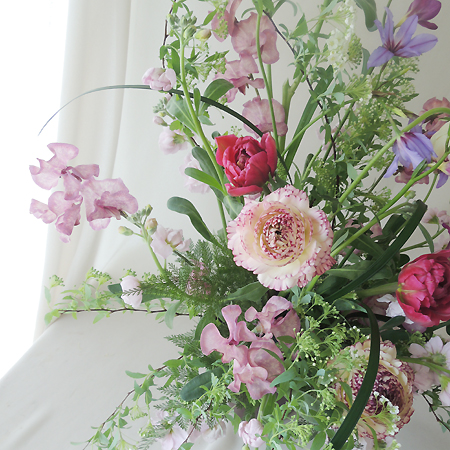 直前0323】【生花】スイトピー ボルドー(アンティックピンク)染め - 花