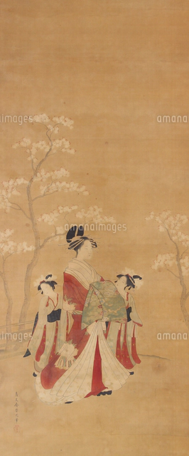 肉筆浮世絵美人図[20076001127]の写真・イラスト素材｜アマナイメージズ