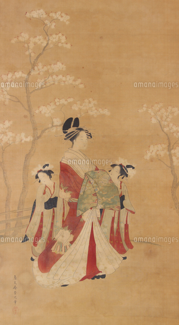 肉筆浮世絵美人図[20076001127]の写真・イラスト素材｜アマナイメージズ