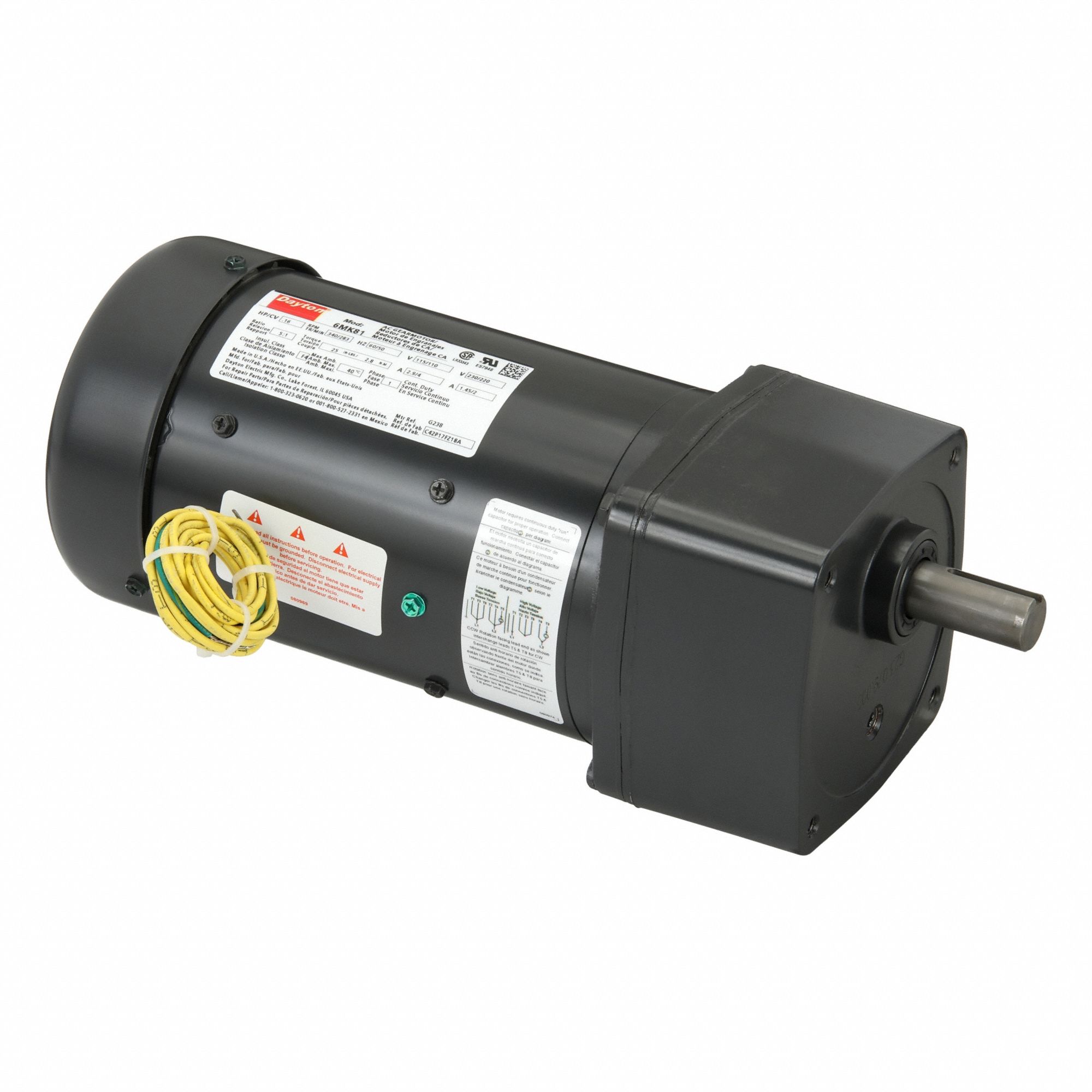 DAYTON, Parallel, Single Output Shaft, AC Gearmotor - 6MK81