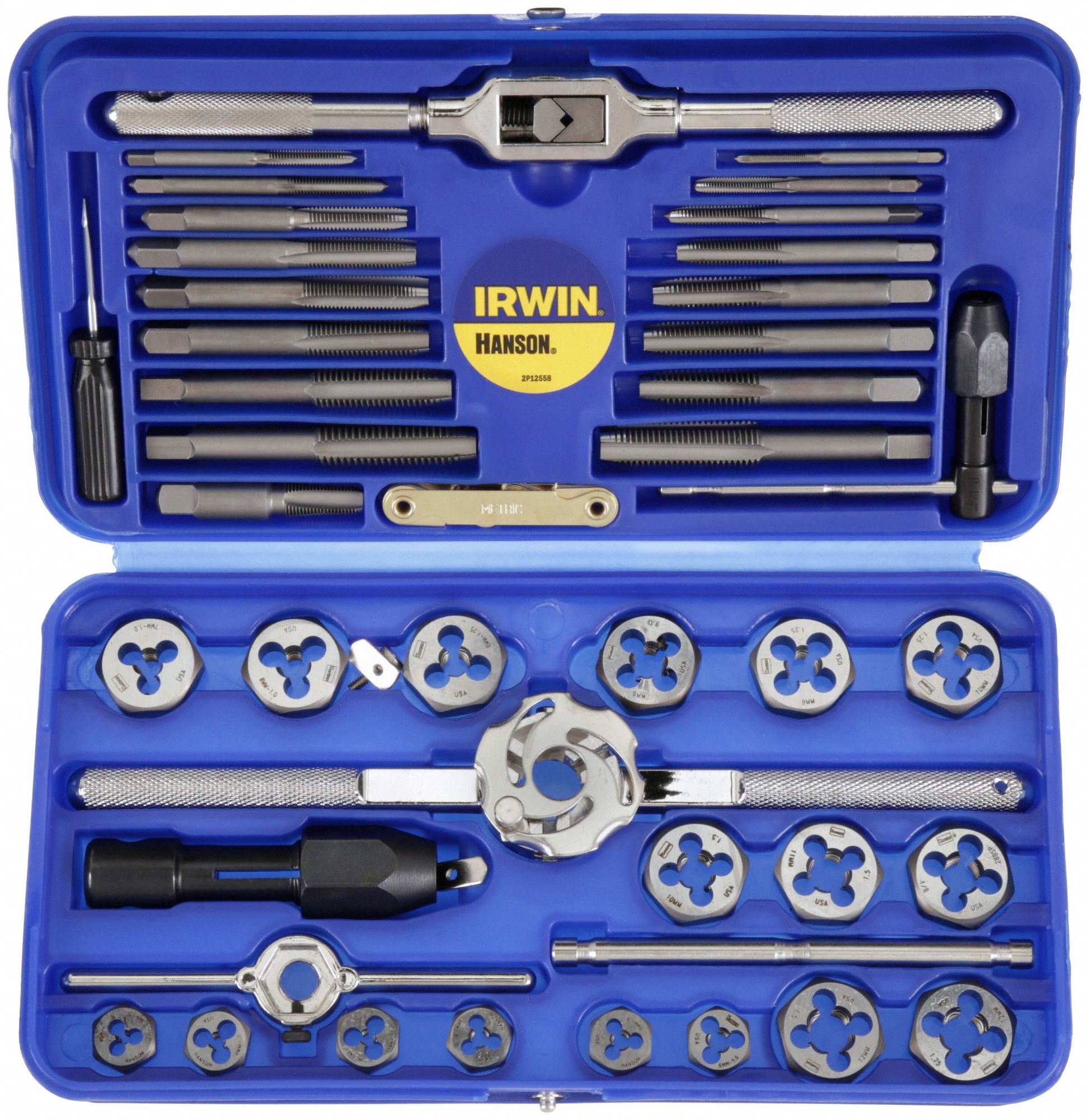 IRWIN, 41 Pieces, M3x0.5 Min. Tap Thread Size, Tap and Die Set