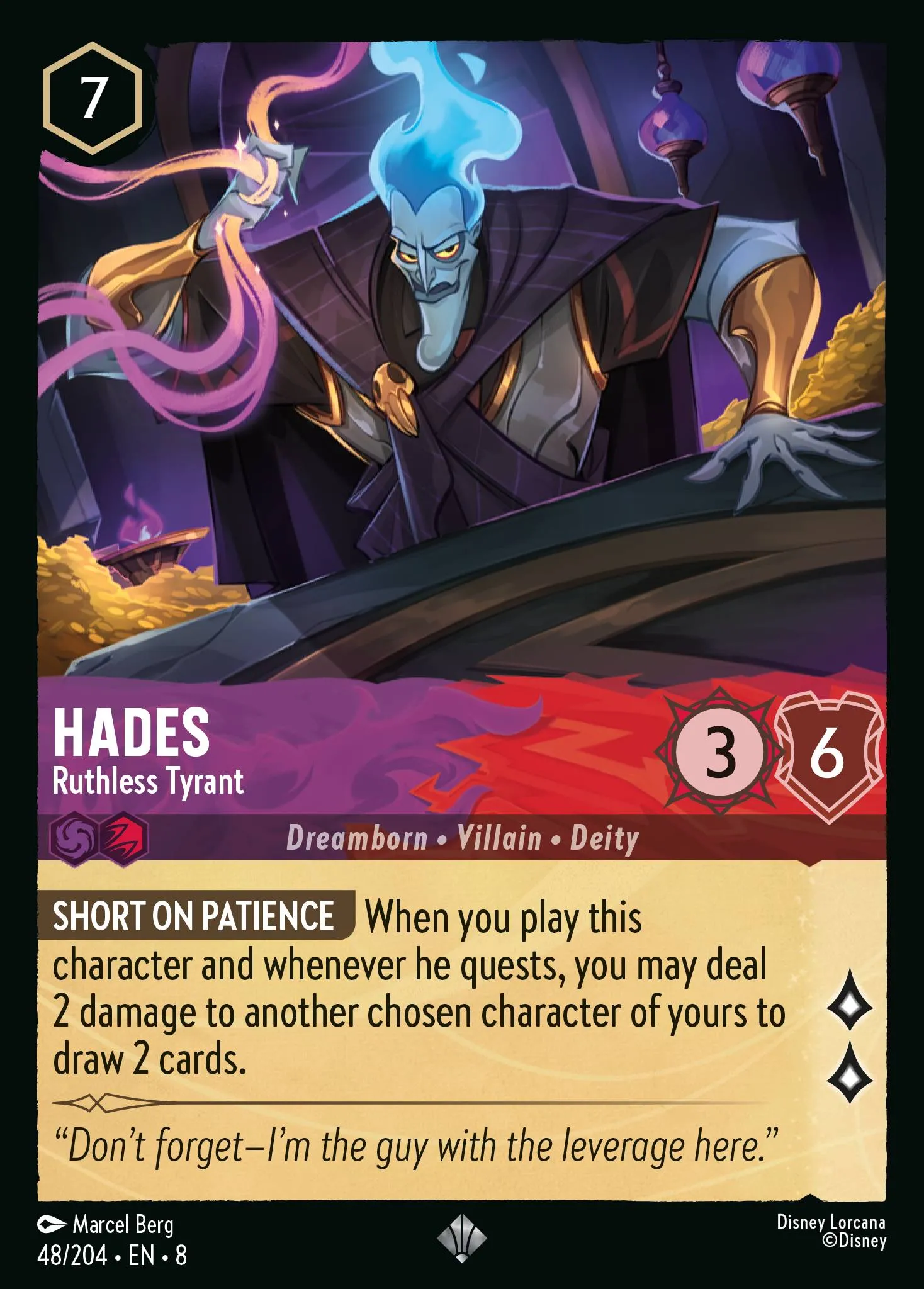 006-036 Hades - Lord of the Dead Lorcana Card | Disney Lorcana