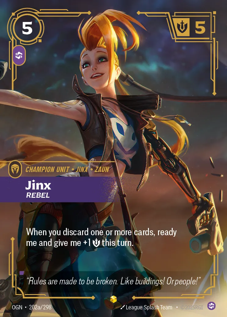 OGN-202a Jinx - Rebel Card - Riftbound TCG