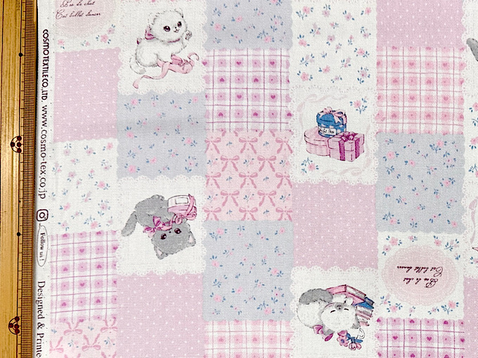 パッチワーク調ネコちゃんのオックスプリント | 大塚屋ネットショップ