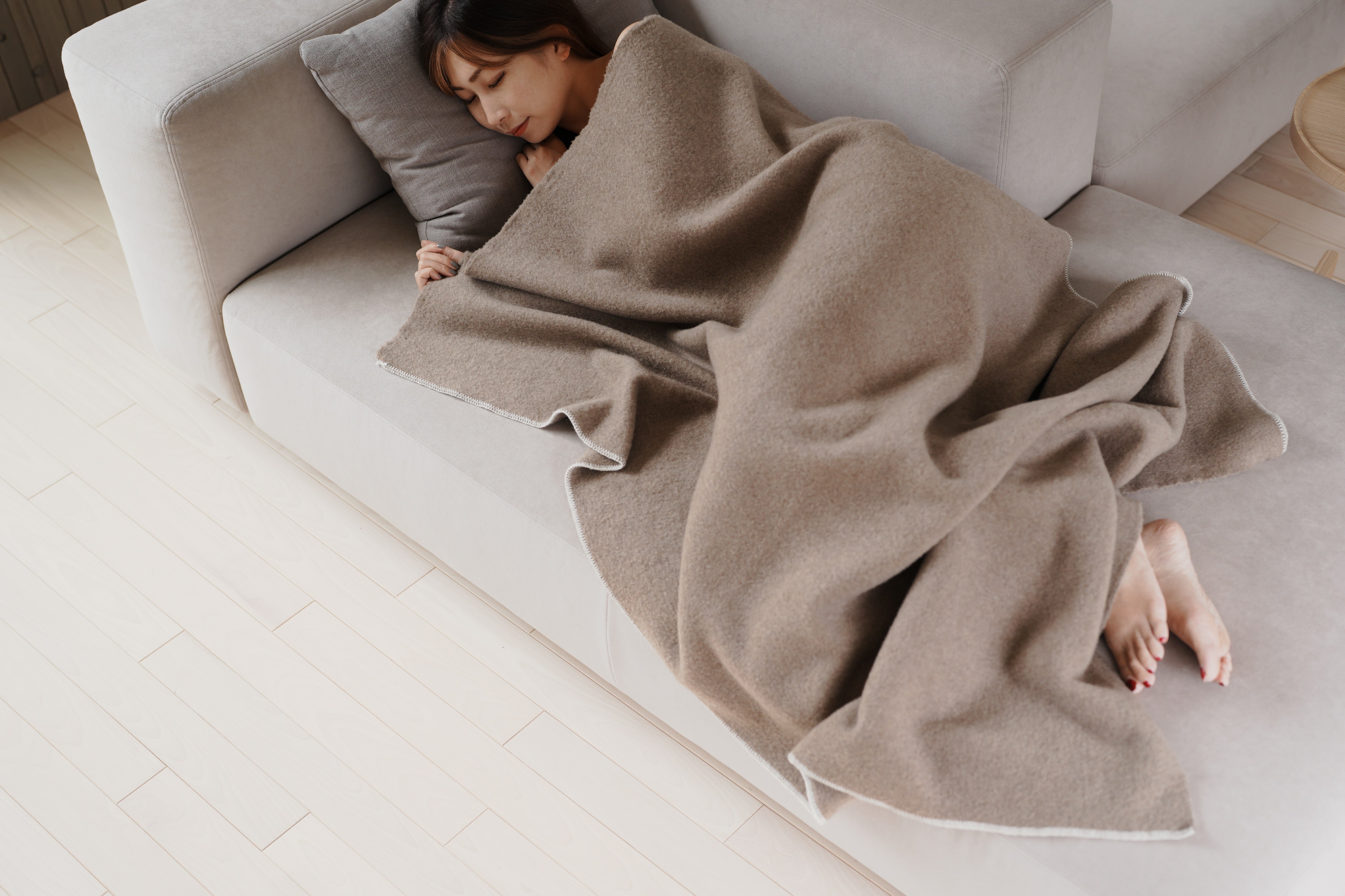 OLTASピュアカシミヤブランケット ハーフサイズ ＃ステッチネイビー