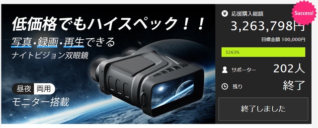 大ヒットしたナイトビジョン双眼鏡がグレードアップ！夜は昼間のように