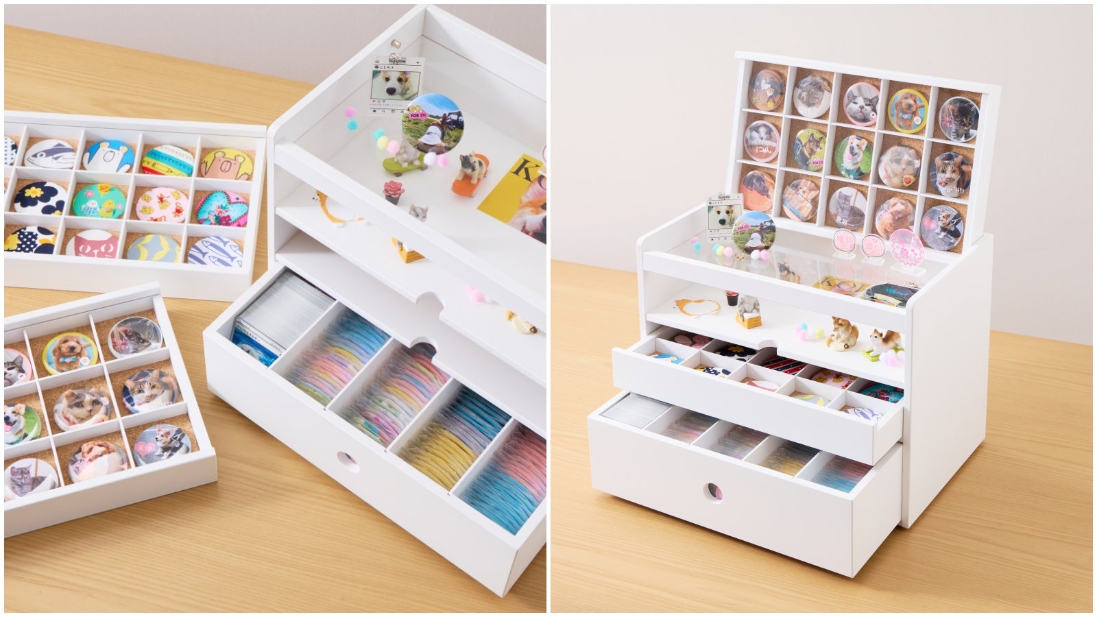 大切にしまっておけて、いつでも眺められる 缶バッジ収納チェスト「iru