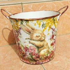 リメイク缶 両取手付バケツ たまごとうさぎさん 春 - メルカリ