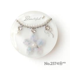 No.2574❀》ハンドメイド レジンヘアゴム ブルーピンク桜 ネックレス