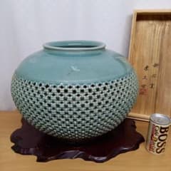 新安窯 峰鶴 李太宇作 高麗青磁 透かし網目 花瓶 花器 大 - メルカリ