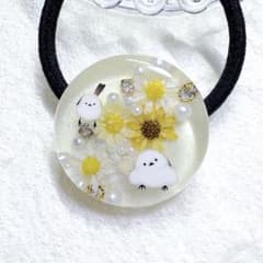 ⑤-⑨レジンヘアゴム。シマエナガ。ひまわり。スターフラワー。 - メルカリ