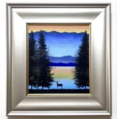 千住博 【曙光】肉筆/表サイン有/色紙画/日本画/油絵/岩彩/裏シール有