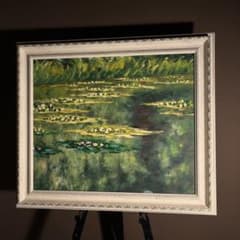 手書き油絵 モネ 睡蓮 肉筆絵画 額付き インテリア 油彩画 - メルカリ