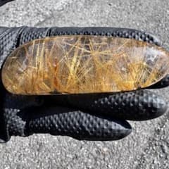 G-178タイチンルチル研磨石 ゴールドルチル放射状原石 天然石119g