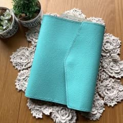 A5 手帳カバー フルカバー 牛革 ティファニーブルー 本革 レザー