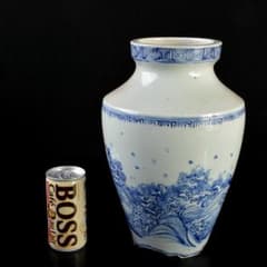 瀬戸焼 古瀬戸染付 巌手製 荒波文 花瓶 M R7275F - メルカリ