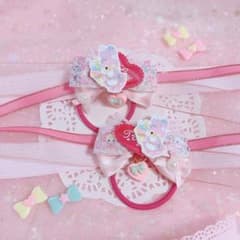 ポニーオー♡ピンク】ハンドメイドリボン◇ヘアゴム/キッズ/ツイン