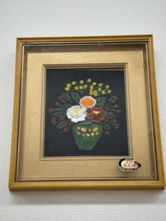 アンティーク 貴石画 額装 原石 鑑賞石 花瓶 絵画 ストーンアート 昭和