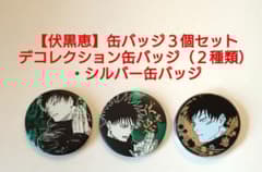 呪術廻戦【伏黒恵】デコレクション缶バッジ（2種類）、シルバー缶