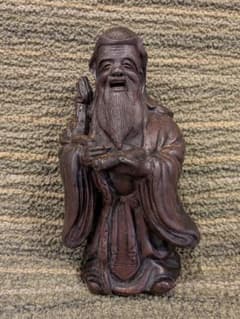 No.17備前焼福助の置物A2、古備前福助人形、縁起物、商売の神様