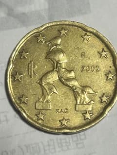 2002年 ユーロ 20セント イタリア 芸術家 空間における連続性の唯一の