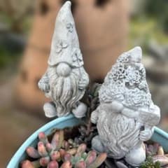 セメントオブジェ 森の小人ノーム 2個セット ガーデン雑貨