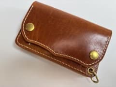 キャメル ヌメ革 トラッカーウォレット 三層 真鍮 レザークラフト