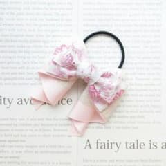 リボン ヘアゴム♡カノンリボン〜long〜♡フラワーレースリボン